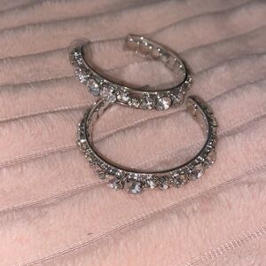 Silver Rhinestone Hoops